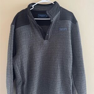 Vineyard Vines Gray Zip Up Sweater with Mock Neck